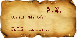 Ulrich Máté névjegykártya