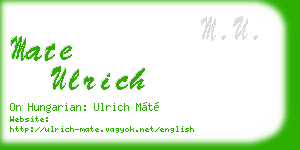 mate ulrich business card